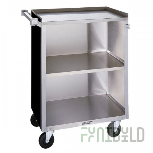 Lakeside 810B 3 Shelf Medium Duty Stainless Steel Utility Cart with Enclosed Base and Black Finish - 16 7/8