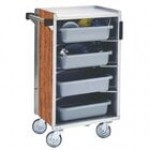 Lakeside 890BL Medium-Duty Stainless Steel Enclosed Bussing Cart with Ledge Rods and Royal Blue Finish - 17 5/8