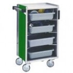 Lakeside 890BL Medium-Duty Stainless Steel Enclosed Bussing Cart with Ledge Rods and Royal Blue Finish - 17 5/8