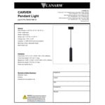 Canarm Carver Matte Black Modern Pendant Light - 120V, 50W