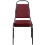 Flash Furniture FD-BHF-1-SILVERVEIN-BY-GG Hercules Burgundy Vinyl Trapezoidal Back Stackable Banquet Chair with Silver Vein Frame and 2 1/2