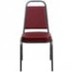 Flash Furniture FD-BHF-1-SILVERVEIN-BY-GG Hercules Burgundy Vinyl Trapezoidal Back Stackable Banquet Chair with Silver Vein Frame and 2 1/2
