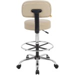 Boss B16245-BG Caressoft Beige Vinyl Medical / Drafting Stool with Back Cushion Boss B16245-BG Caressoft Beige Vinyl Medical / Drafting Stool with Back Cushion