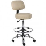 Boss B16245-BG Caressoft Beige Vinyl Medical / Drafting Stool with Back Cushion Boss B16245-BG Caressoft Beige Vinyl Medical / Drafting Stool with Back Cushion