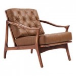 QA Group Mid-Century Modern Brown Faux Leather Tufted Lordelo Lounge Loveseat with Natural Wooden Frame QA Group Mid-Century Modern Brown Faux Leather Tufted Lordelo Lounge Loveseat with Natural Wooden Frame