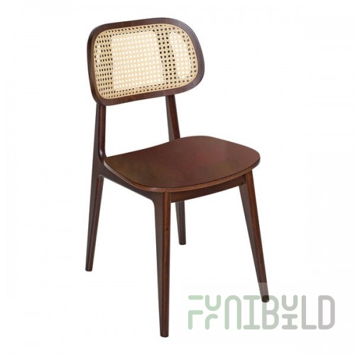 BFM Seating Emma Dark Walnut Side Chair with Cane Back and Veneer Wood Seat