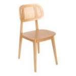 BFM Seating Emma Dark Walnut Side Chair with Cane Back and Veneer Wood Seat