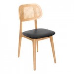 BFM Seating Emma Dark Walnut Side Chair with Cane Back and Veneer Wood Seat
