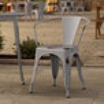 Lancaster Table & Seating Alloy Distressed Nickel Gray Outdoor Arm Chair