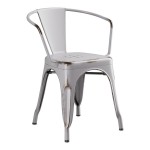 Lancaster Table & Seating Alloy Distressed Nickel Gray Outdoor Arm Chair