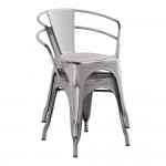 Lancaster Table & Seating Alloy Distressed Nickel Gray Outdoor Arm Chair