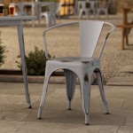 Lancaster Table & Seating Alloy Distressed Nickel Gray Outdoor Arm Chair