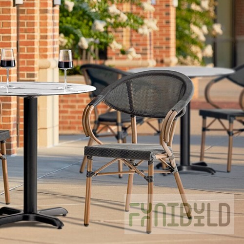 Lancaster Table & Seating Bistro Black Teslin Outdoor Arm Chair