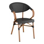 Lancaster Table & Seating Bistro Black Teslin Outdoor Arm Chair Lancaster Table & Seating Bistro Black Teslin Outdoor Arm Chair