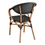 Lancaster Table & Seating Bistro Black Teslin Outdoor Arm Chair Lancaster Table & Seating Bistro Black Teslin Outdoor Arm Chair
