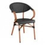 Lancaster Table & Seating Bistro Black Teslin Outdoor Arm Chair Lancaster Table & Seating Bistro Black Teslin Outdoor Arm Chair