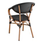 Lancaster Table & Seating Bistro Black Teslin Outdoor Arm Chair Lancaster Table & Seating Bistro Black Teslin Outdoor Arm Chair