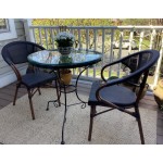 Lancaster Table & Seating Bistro Black Teslin Outdoor Arm Chair Lancaster Table & Seating Bistro Black Teslin Outdoor Arm Chair