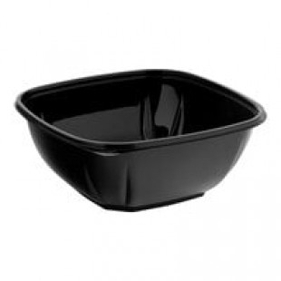 Fineline 15048M-BK Super Bowl Plus 48 oz. Black Square PET Plastic Bowl - 300/Case
