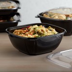 Fineline 15048M-BK Super Bowl Plus 48 oz. Black Square PET Plastic Bowl - 300/Case Fineline 15048M-BK Super Bowl Plus 48 oz. Black Square PET Plastic Bowl - 300/Case