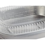 Choice Heavy Duty Smoothwall Silver Large Oblong Foil Entree / Take-Out Pan with Dome Lid 65.6 oz. - 50/Case