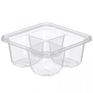 Fabri-Kal S6-4 Alur On-The-Go 4-Compartment Clear PET Container - 300/Case