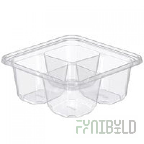 Fabri-Kal S6-4 Alur On-The-Go 4-Compartment Clear PET Container - 300/Case