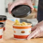 Choice 12 oz. Double Poly-Coated Paper Soup / Hot Food Cup with Black Vented Paper Lid - 250/Case
