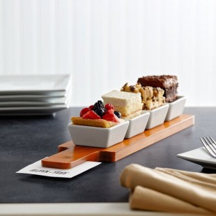 Acopa Dual-Sided Flight Paddle with Square Tasting Bowls - 3/Set Acopa Dual-Sided Flight Paddle with Square Tasting Bowls - 3/Set