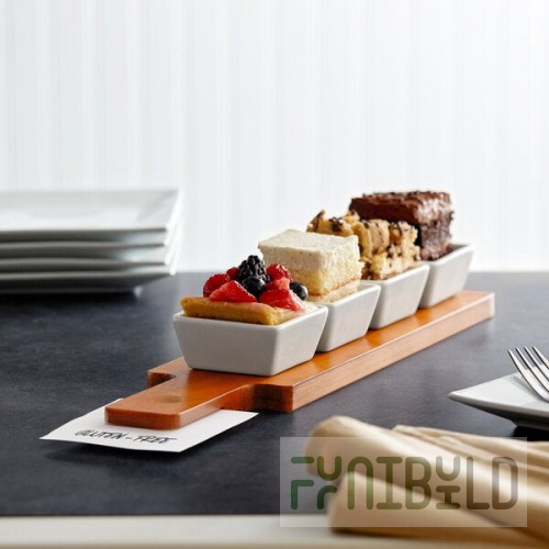 Acopa Dual-Sided Flight Paddle with Square Tasting Bowls - 3/Set