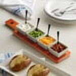 Acopa Dual-Sided Flight Paddle with Square Tasting Bowls - 3/Set