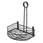 American Metalcraft SRBNB1 Black Half Round Wrought Iron Birdnest Condiment Caddy with Card Holder - 8