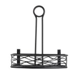 American Metalcraft SRBNB1 Black Half Round Wrought Iron Birdnest Condiment Caddy with Card Holder - 8