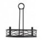 American Metalcraft SRBNB1 Black Half Round Wrought Iron Birdnest Condiment Caddy with Card Holder - 8