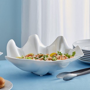 Winco 5 Qt. White Shell Shaped Plastic Bowl 19