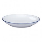 RAK Porcelain Rimz 42.25 oz. White Round Deep Coupe Porcelain Bowl with Blue Rim - 12/Case