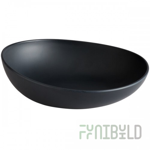 GET Enterprises B-4500-DG Riverstone 28 oz. Dark Gray Irregular Round Matte Melamine Serving Bowl - 12/Pack