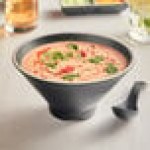 Acopa Ugoki 28 oz. Matte Black Melamine Bowl with Ivory Rim - 12/Pack Acopa Ugoki 28 oz. Matte Black Melamine Bowl with Ivory Rim - 12/Pack