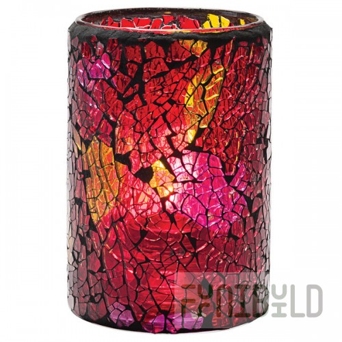 Hollowick 43017RG Crackle Red and Gold Glass Cylinder Lamp