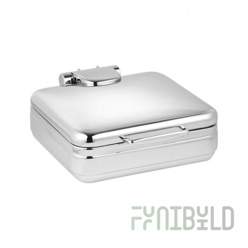 Eastern Tabletop 3994 Jazz Rock 6 Qt. Stainless Steel Square Induction Chafer with Hinged Dome Cover