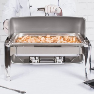Vollrath T3500 8 Qt. Mirror Finish Stainless Steel Roll Top Chafer Vollrath T3500 8 Qt. Mirror Finish Stainless Steel Roll Top Chafer