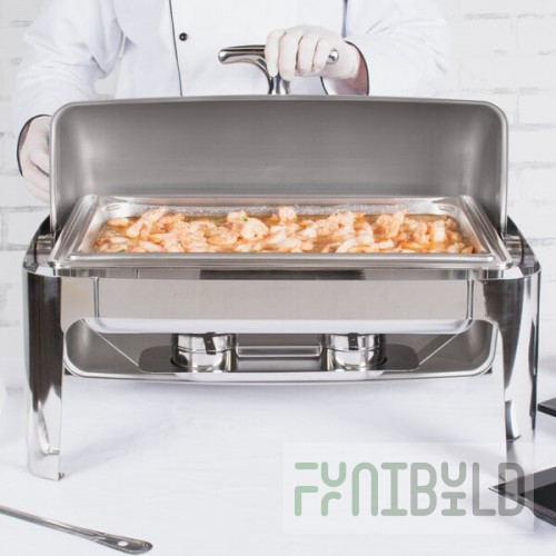 Vollrath T3500 8 Qt. Mirror Finish Stainless Steel Roll Top Chafer