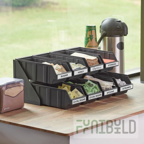 Choice Black 2-Tier Self-Serve Organizer Set with 8 Bins and 2 Label Sheets