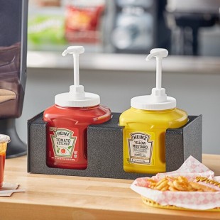 ServSense Black 2-Section Countertop Condiment Pump Organizer - 16
