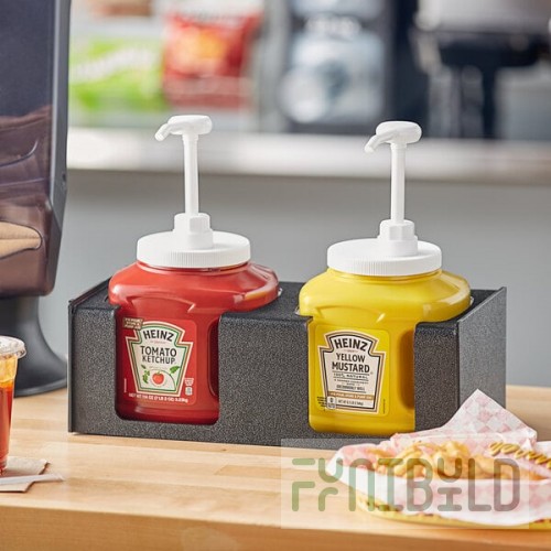 ServSense Black 2-Section Countertop Condiment Pump Organizer - 16