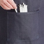 Acopa Kennett Blue Denim Standard Bistro Apron with Pocket and Black Webbing - 33