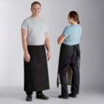 Acopa Kennett Blue Denim Standard Bistro Apron with Pocket and Black Webbing - 33