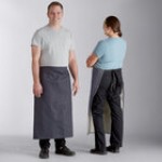 Acopa Kennett Blue Denim Standard Bistro Apron with Pocket and Black Webbing - 33