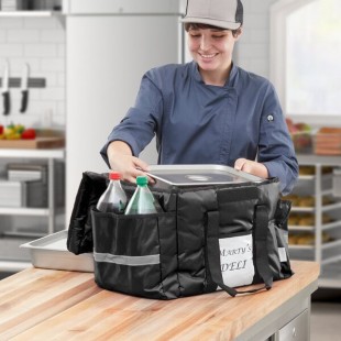 CaterGator Dash Black Nylon Heavy-Duty Insulated Soft-Sided Sandwich / Take-Out Delivery Bag - Holds (3) 12 CaterGator Dash Black Nylon Heavy-Duty Insulated Soft-Sided Sandwich / Take-Out Delivery Bag - Holds (3) 12