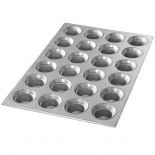 Chicago Metallic 42755 24 Cup 3 oz. Glazed Aluminized Steel Mini Crown Muffin Pan - 14 1/16
